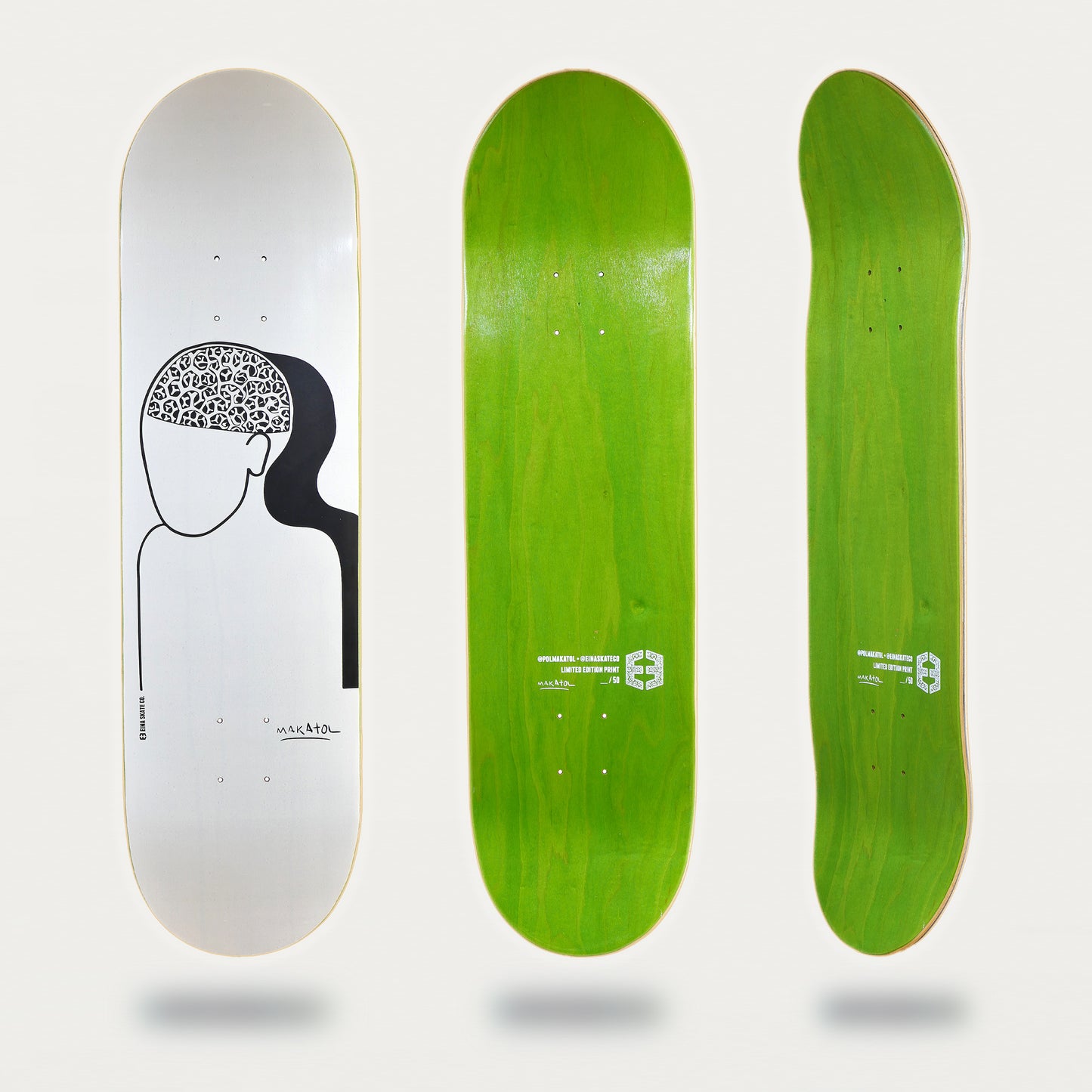 Tabla de Eina skateboard company Pol Amadó "makatol head" 8,375 pulgadas