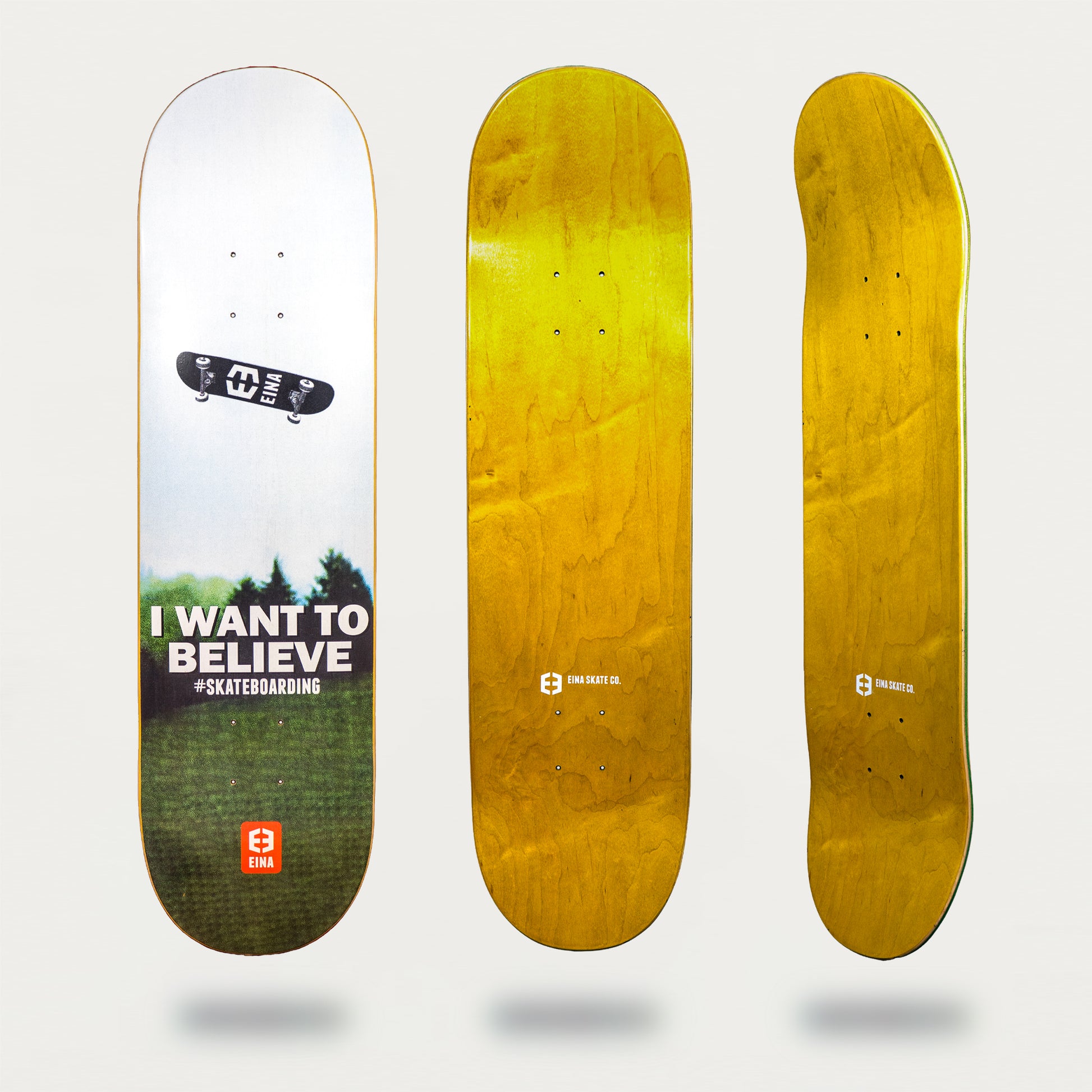 Tabla de skate "BELIEVE SKATEBOARDING" de Eina skateboard company. 8,25'
